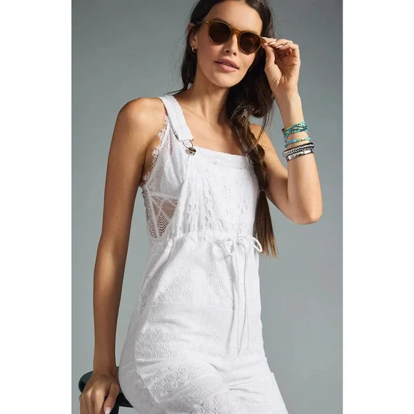 NWT Anthropologie Raga Straight-Leg White Overalls - Large - Picture 4 of 7